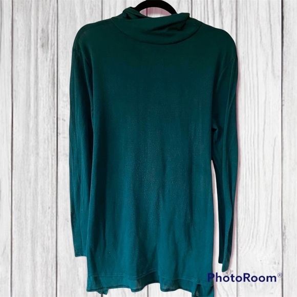 Simply Vera Mock Turtleneck Tunic Style Shirt Tie Back Teal - Picture 1 of 6